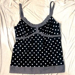 LOFT Polka Dot/Stripe Print Side Zip Tank size 10